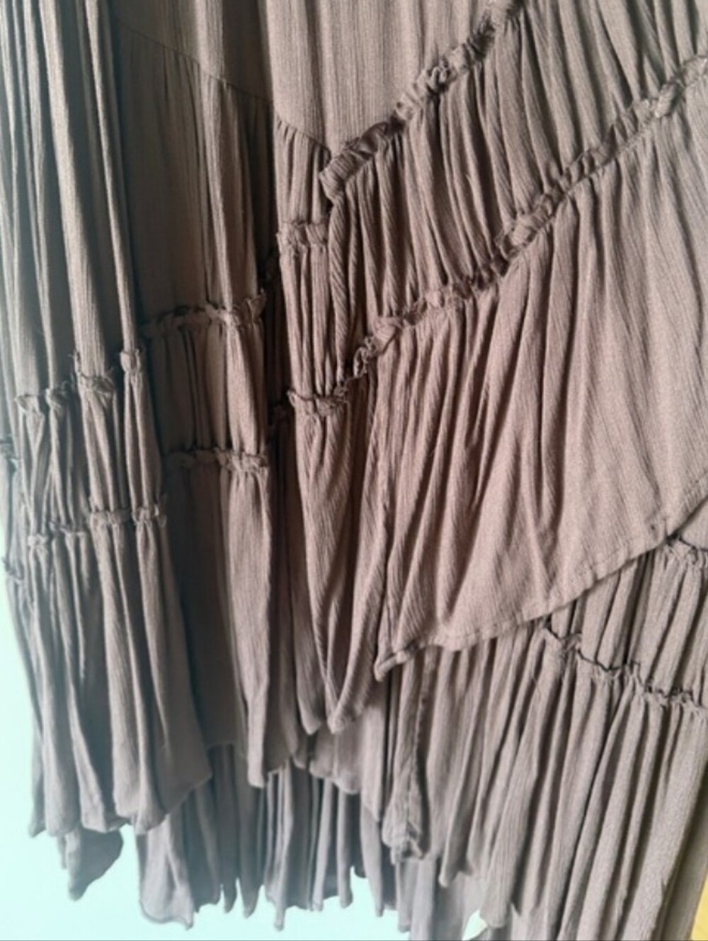Free People NWT Brown Maxi Dress with Tassel Shoulder Ties - Picture 7 of 8